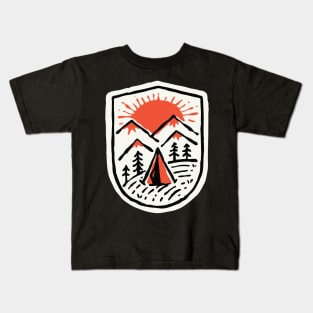 Sunset Camp Hand Drawn Kids T-Shirt